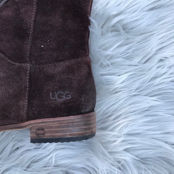 UGG Brown Suede Side Zip Ankle Boots - Picture 7 of 16